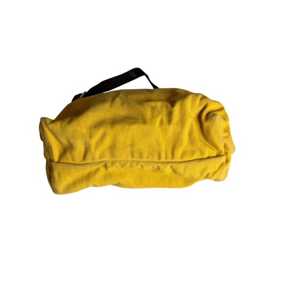 Dooney & Bourke DB Yellow Canvas Shoulder Bag With Brown Leather Strap & Brass H - Picture 5 of 10